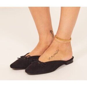 Reformation Black Suede Bow Loafers Women’s Size 5.5 Square Toe Slip-On